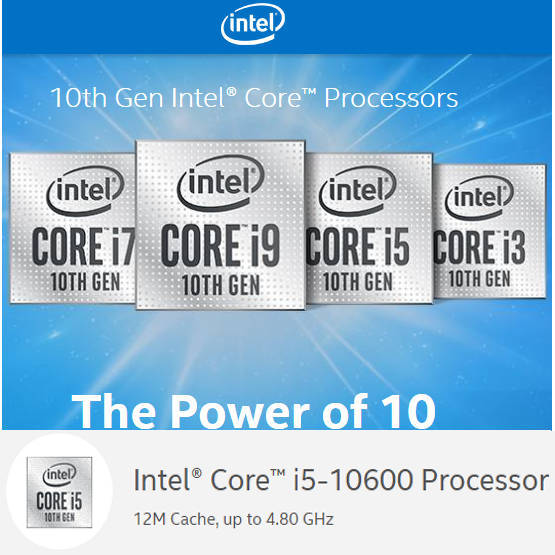 Intel 10th Generation Comet Lake BX8070110600KA i5 10600K 12M Cache, up to 4.80 GHz LGA1200 CPU (no CPU Cooler)